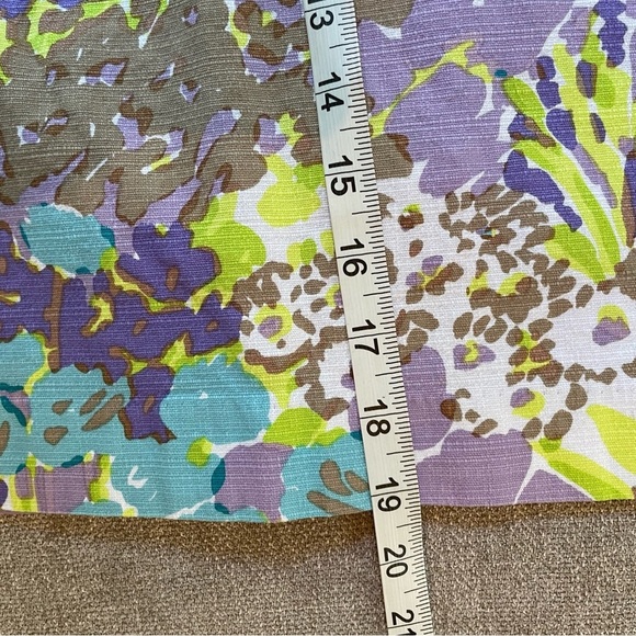 Talbots Lavender Green Aqua Floral Cotton Spandex Lined Zip Mini Skirt Summer - Picture 10 of 10